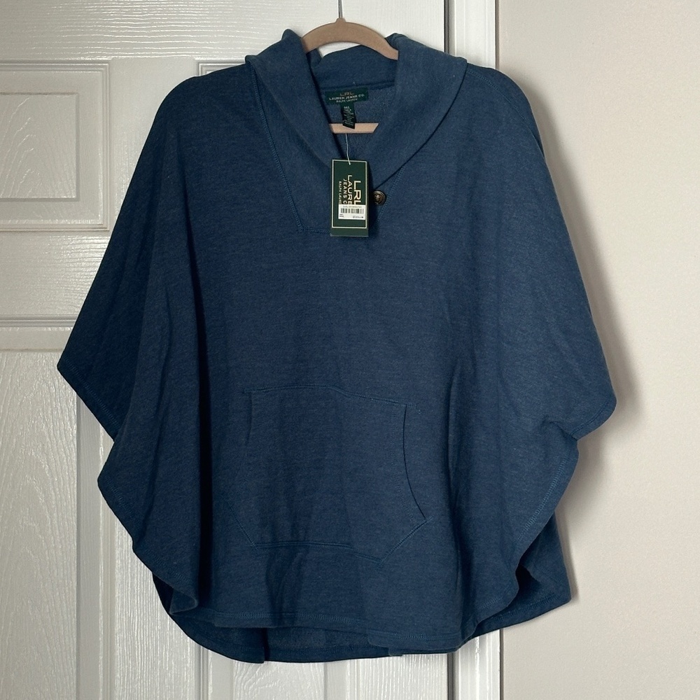 Lauren Ralph Lauren Cowl neck Poncho NEW WITH TAGS Med/Large Heather Indigo